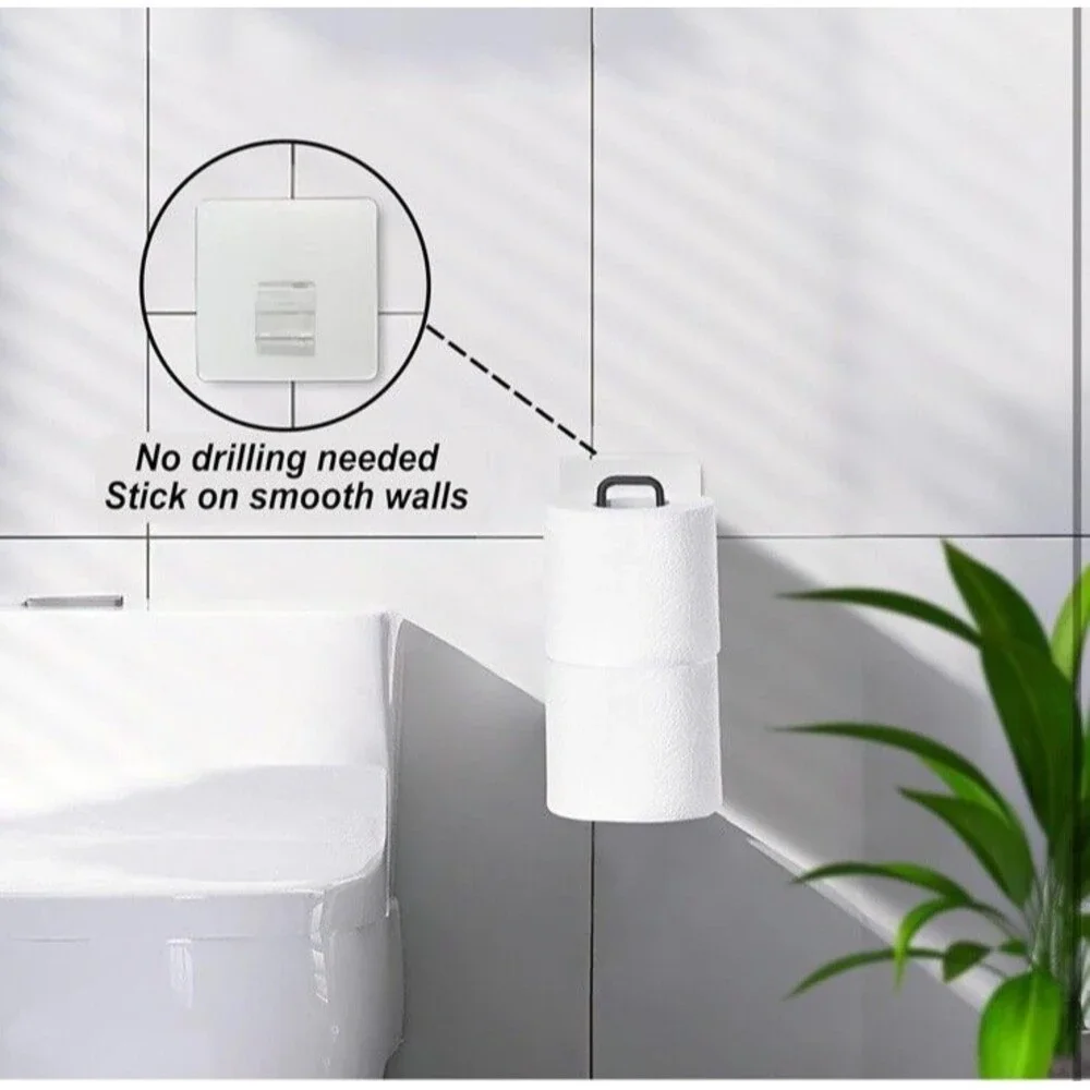 Matte Black Toilet Paper Holder Wall Mount Storage Extra 2 Roll Tissue Over The
